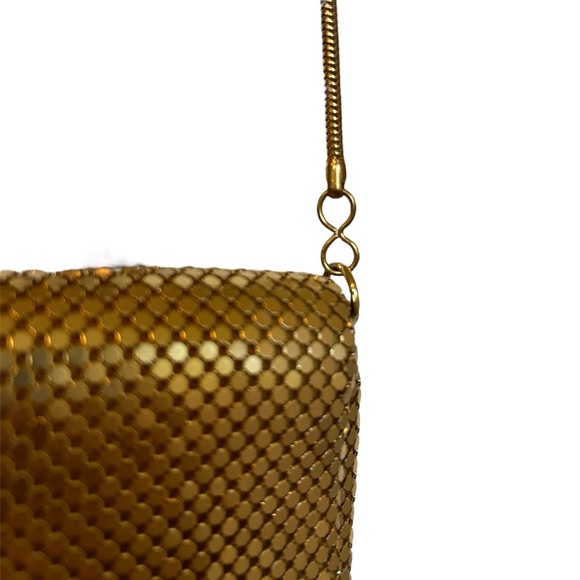 Gold Mesh Purse Handbag Evening Metal Bag Crossbody Vintage 80s 90s Top Mark - Picture 3 of 11